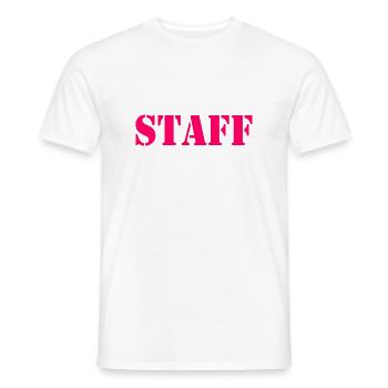 STAFF - Men's T-Shirt - white - Front - AI Model Male 178 dark (178cm)