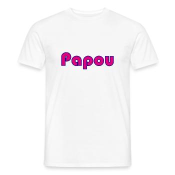 PAPOU. PAPA. FÊTE DES PÈRES. BONNE FÊTE PAPA - T-shirt homme - blanc - Devant - AI Model Male 178 dark (178cm)