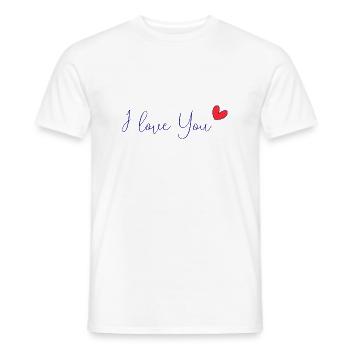 I LOVE YOU. SAINT VALENTIN. JE T'AIME. I LOVE YOU. - T-shirt homme - blanc - Devant - AI Model Male 178 dark (178cm)