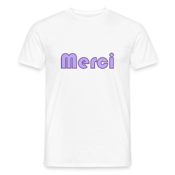 MERCI. MAÎTRESSE. MAÎTRE. MERCI MAÎTRESSE - T-shirt homme - blanc - Devant - AI Model Male 178 dark (178cm)