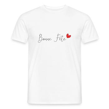 FÊTE DES PÈRES. BONNE FÊTE PAPA. PAPA. BONNE FÊTE - T-shirt homme - blanc - Devant - AI Model Male 178 dark (178cm)