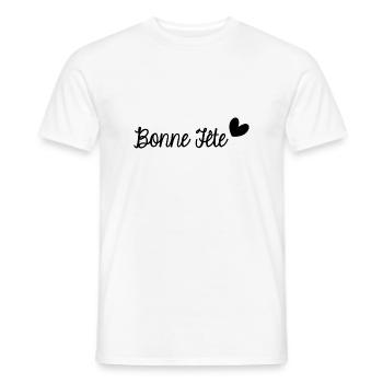 BONNE FÊTE. FÊTE DES MÈRES. FÊTE DES PÈRES. FÊTE - T-shirt homme - blanc - Devant - AI Model Male 178 dark (178cm)