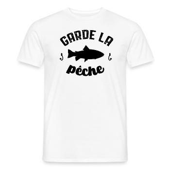 Garde la pêche cadeau pêcheur - T-shirt homme - blanc - Devant - AI Model Male 178 dark (178cm)