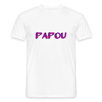 PAPOU. PAPA. FÊTE DES PÈRES. BONNE FÊTE PAPA - T-shirt homme - blanc - Devant - AI Model Male 178 dark (178cm)