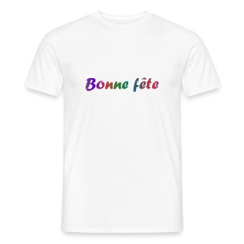 FÊTE DES MÈRES. BONNE FÊTE MAMAN. MAMAN. FÊTE - T-shirt homme - blanc - Devant - AI Model Male 178 dark (178cm)