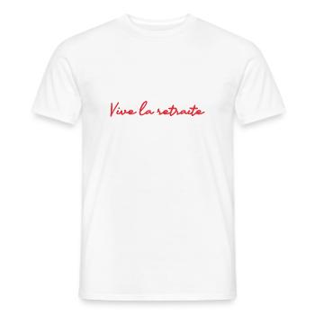 RETRAITE. RETRAITE. RETRAITEE. RETRAITE - T-shirt homme - blanc - Devant - AI Model Male 178 dark (178cm)