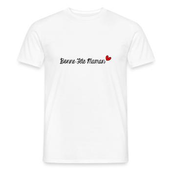 BONNE FÊTE. FÊTE DES MÈRES. FÊTE DES PÈRES. FÊTE - T-shirt homme - blanc - Devant - AI Model Male 178 dark (178cm)