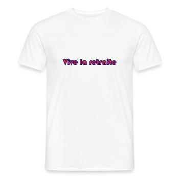 RETRAITE. RETRAITE. RETRAITEE. SENIOR. MAMIE. PAPY - T-shirt homme - blanc - Devant - AI Model Male 178 dark (178cm)