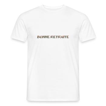 RETRAITE. RETRAITE. RETRAITEE. SENIOR. MAMIE. PAPY - T-shirt homme - blanc - Devant - AI Model Male 178 dark (178cm)