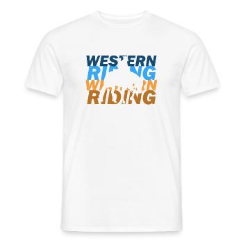 Westernreiten - Männer T-Shirt - Weiß - Vorne - AI Model Male 178 dark (178cm)