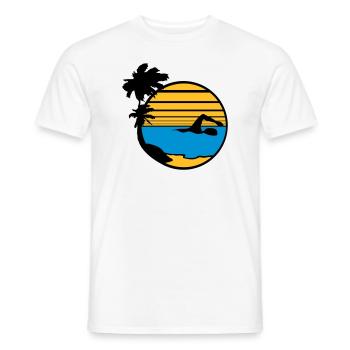 palmen insel urlaub ferien sonne strand schwimmen - Männer T-Shirt - Weiß - Vorne - AI Model Male 178 dark (178cm)