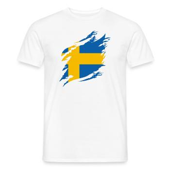 Suède Drapeau Scandinavie Drapeau suédois - T-shirt homme - blanc - Devant - AI Model Male 178 dark (178cm)