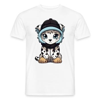 Léopard des neiges bébé léopard d’hiver - T-shirt homme - blanc - Devant - AI Model Male 178 dark (178cm)