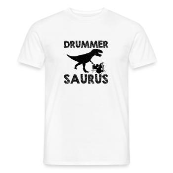 Schlagzeug Dinosaurier | Drummer Musiker Geschenke - Männer T-Shirt - Weiß - Vorne - AI Model Male 178 dark (178cm)