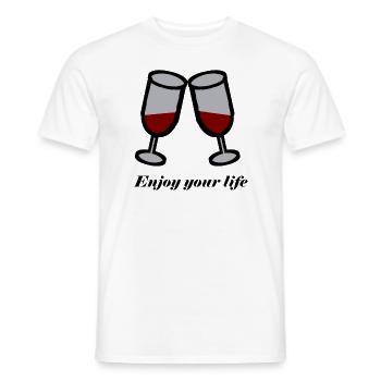 Leben Genießen Enjoy Wein Geschenk Geschenkidee - Männer T-Shirt - Weiß - Vorne - AI Model Male 178 dark (178cm)