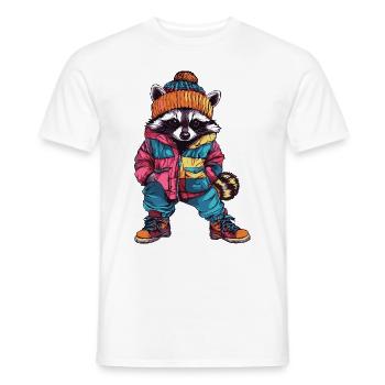 Raccoon Funny Winter - Men's T-Shirt - white - Front - AI Model Male 178 dark (178cm)