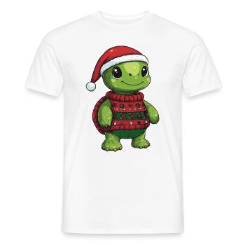 Turtle Christmas Comic - Men's T-Shirt - white - Front - AI Model Male 178 dark (178cm)
