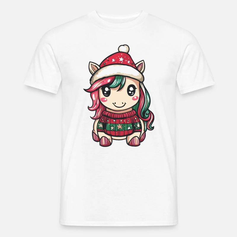 Einhorn Weihnachten Comic - Männer T-Shirt - Weiß