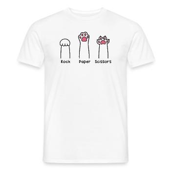 Rock Paper Scissors Hand Game Cute Paw Funny Cat - T-shirt homme - blanc - Devant - AI Model Male 178 dark (178cm)