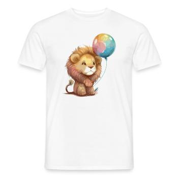 Petit lion avec ballon - T-shirt homme - blanc - Devant - AI Model Male 178 dark (178cm)