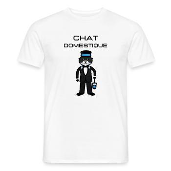 Chat domestique - T-shirt homme - blanc - Devant - AI Model Male 178 dark (178cm)