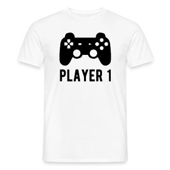 Player 1 cadeau - T-shirt homme - blanc - Devant - AI Model Male 178 dark (178cm)