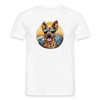 Cool dog with sunglasses - Men's T-Shirt - white - Front - AI Model Male 178 dark (178cm)