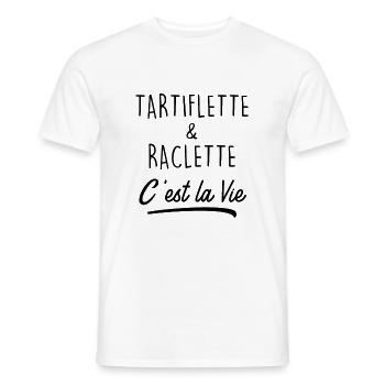 Tartiflette & Raclette C'est la Vie - T-shirt homme - blanc - Devant - AI Model Male 178 dark (178cm)