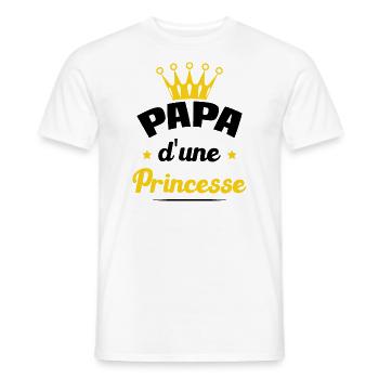 Papa d'une Princesse Cadeau Père et Fille - T-shirt homme - blanc - Devant - AI Model Male 178 dark (178cm)