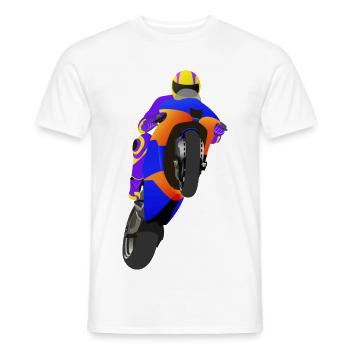 Wheelie extreme avec moto à la course - T-shirt homme - blanc - Devant - AI Model Male 178 dark (178cm)