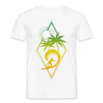 Surf & Sun – Palm Trees, Waves & Summer Vibes Design - Men's T-Shirt - white - Front - AI Model Male 178 dark (178cm)