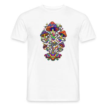 Psychedelic Rainbow Mushrooms - Männer T-Shirt - Weiß - Vorne - AI Model Male 178 dark (178cm)