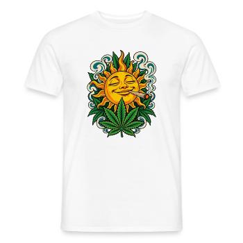 Sonne, Hanfblatt und Jointrauch - Männer T-Shirt - Weiß - Vorne - AI Model Male 178 dark (178cm)