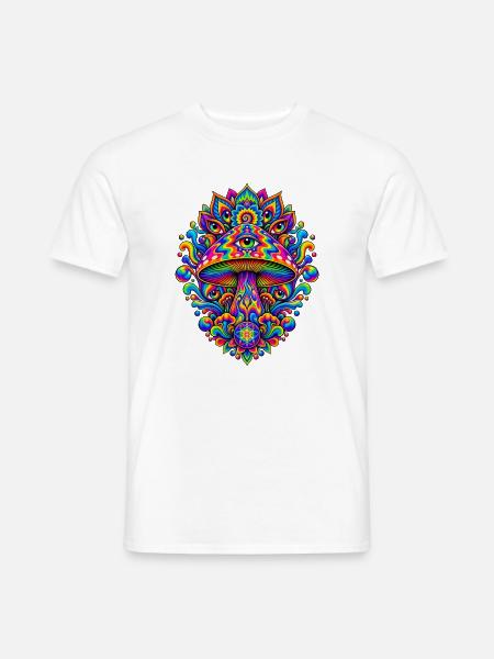 Psychedelischer Augenpilz Mandala - Männer T-Shirt - Weiß
