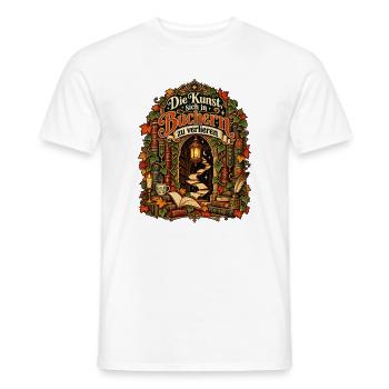 Die Kunst, sich in Büchern zu verlieren - Männer T-Shirt - Weiß - Vorne - AI Model Male 178 dark (178cm)