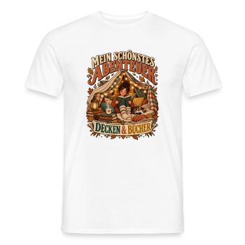 Mein schönstes Abenteuer – Decken & Bücher - Männer T-Shirt - Weiß - Vorne - AI Model Male 178 dark (178cm)