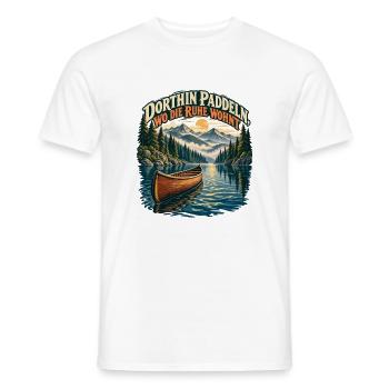 Dorthin paddeln, wo die Ruhe wohnt - Männer T-Shirt - Weiß - Vorne - AI Model Male 178 dark (178cm)