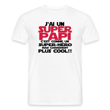 j'ai un super papi - T-shirt homme - blanc - Devant - AI Model Male 178 dark (178cm)