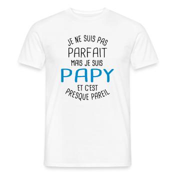 Pas parfait mais papy - T-shirt homme - blanc - Devant - AI Model Male 178 dark (178cm)