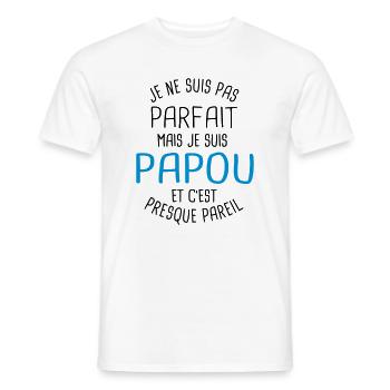 Pas parfait mais papou - T-shirt homme - blanc - Devant - AI Model Male 178 dark (178cm)