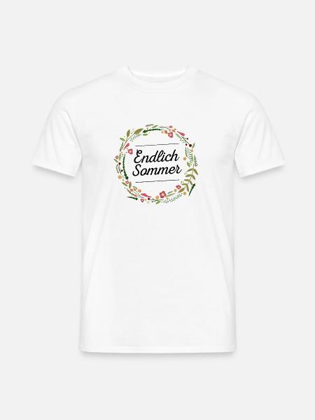 Endlich Sommer | Blumen Design | Geschenkidee - Männer T-Shirt - Weiß