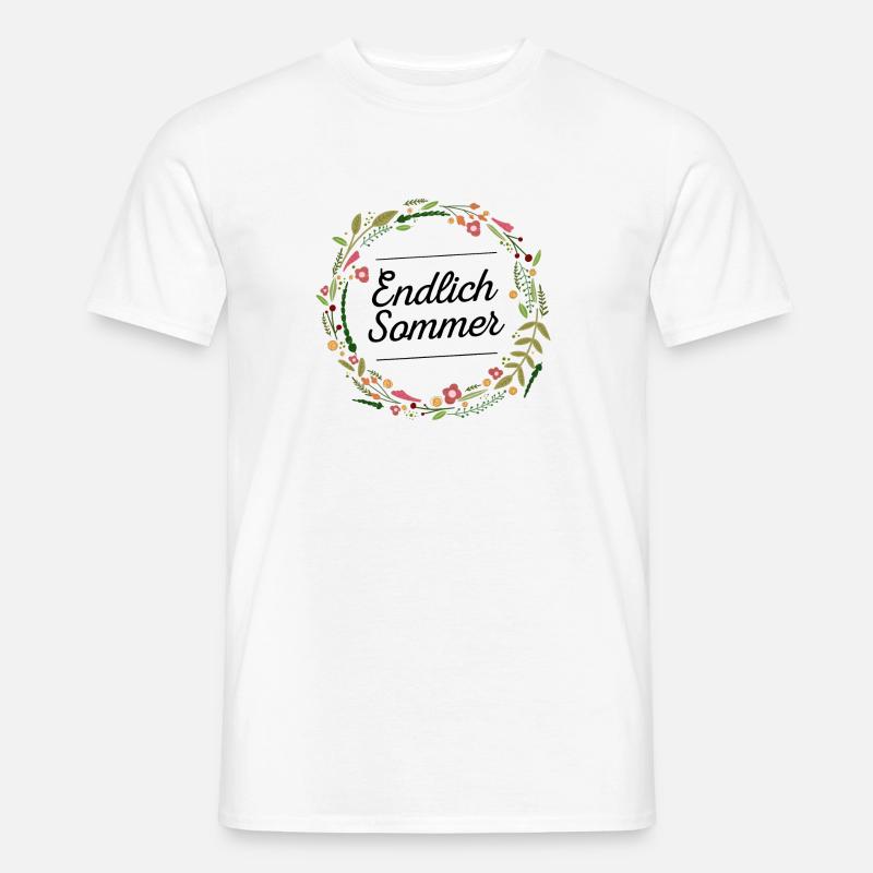 Endlich Sommer | Blumen Design | Geschenkidee - Männer T-Shirt - Weiß