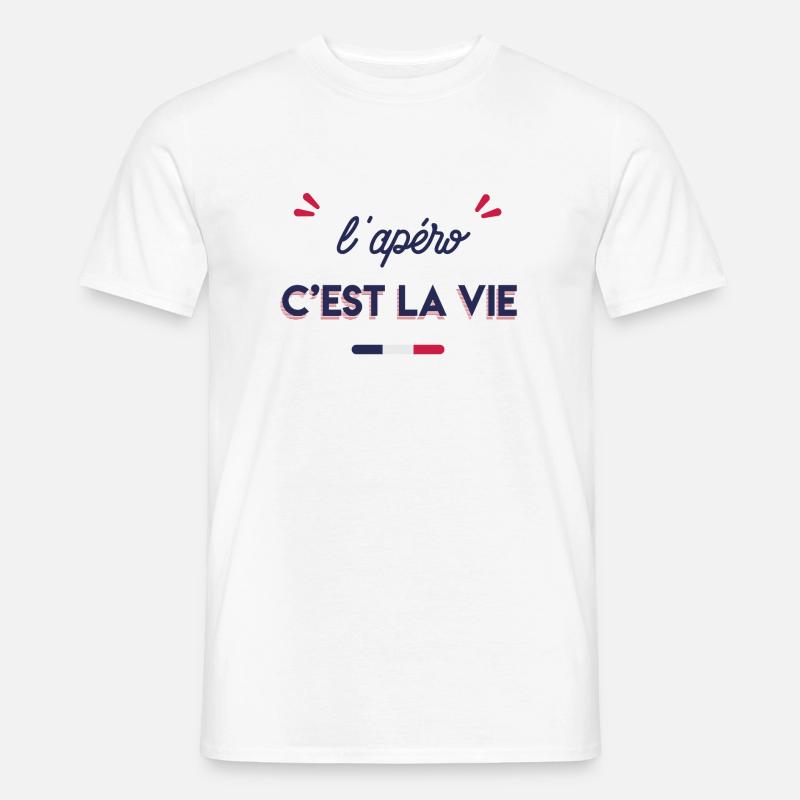 l'apéro c'est la vie - Männer T-Shirt - Weiß