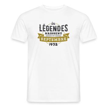 Les légendes naissent en septembre 1972 - T-shirt homme - blanc - Devant - AI Model Male 178 dark (178cm)