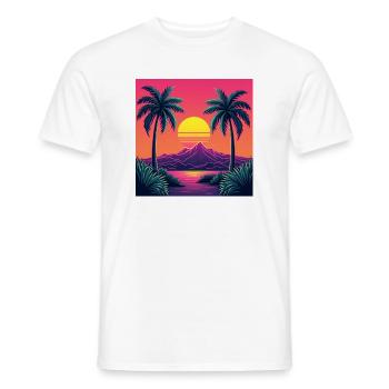 Lebendiger Retro-Sonnenuntergang im Stil der 80er Jahre - Männer T-Shirt - Weiß - Vorne - AI Model Male 178 dark (178cm)