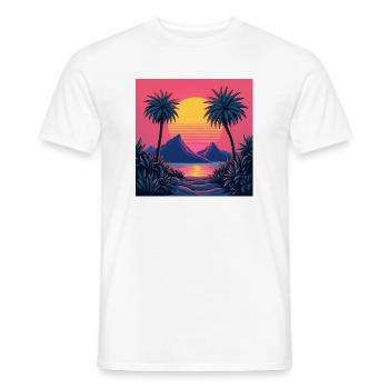 Ein lebendiger, von den 80er Jahren inspirierter Retro-Sonnenuntergang - Männer T-Shirt - Weiß - Vorne - AI Model Male 178 dark (178cm)