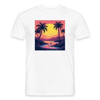 Lebendiger Retro-Sonnenuntergang im Stil der 80er Jahre - Männer T-Shirt - Weiß - Vorne - AI Model Male 178 dark (178cm)