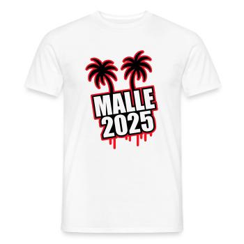 Malle 2025 Schrift - Männer T-Shirt - Weiß - Vorne - AI Model Male 178 dark (178cm)