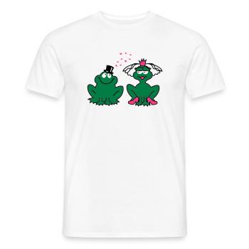 Mariage - JGA - mariée - Paire - Frog Couple - 3C - T-shirt homme - blanc - Devant - AI Model Male 178 dark (178cm)