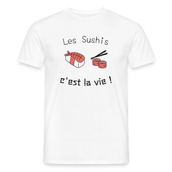 Les Sushis c'est la vie ! - T-shirt homme - blanc - Devant - AI Model Male 178 dark (178cm)